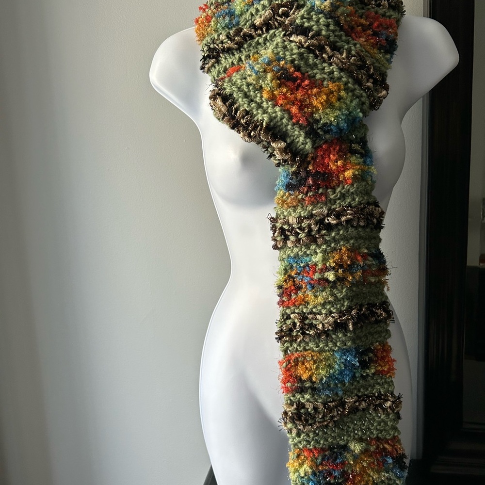 Colorful Textured Knit Scarf